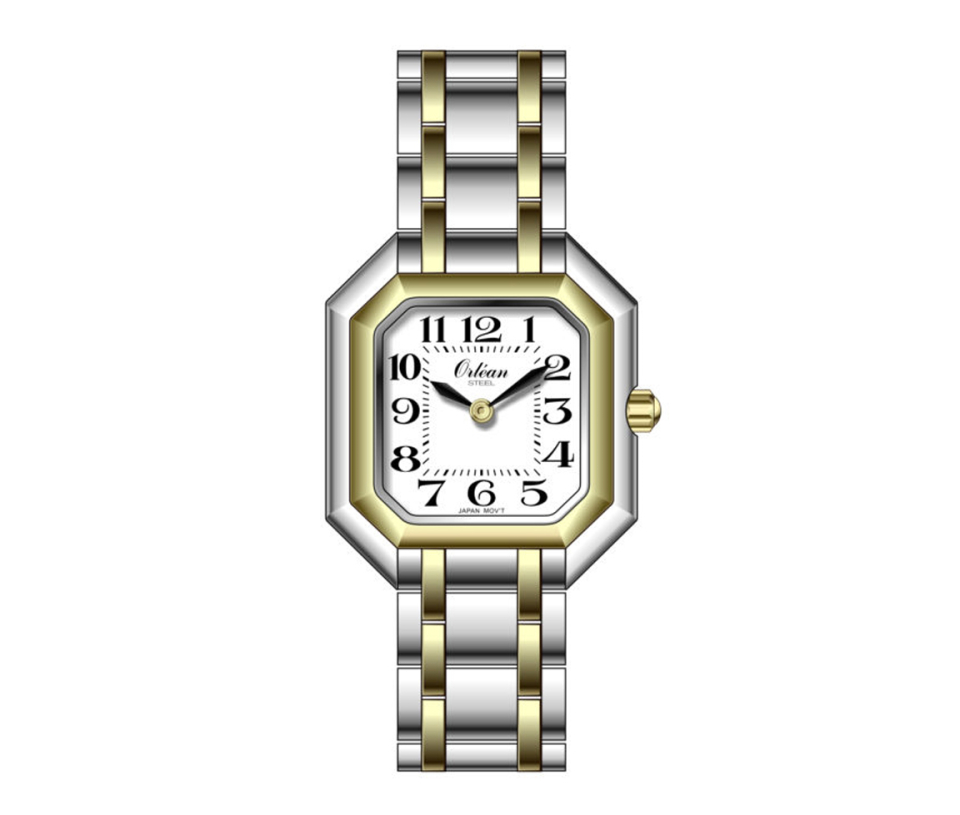 MONTRE POUR DAME ORLEAN OCTOGONALE EN ACIER/PVD OR 2 TONS - BA ME3585 - ORLEAN
