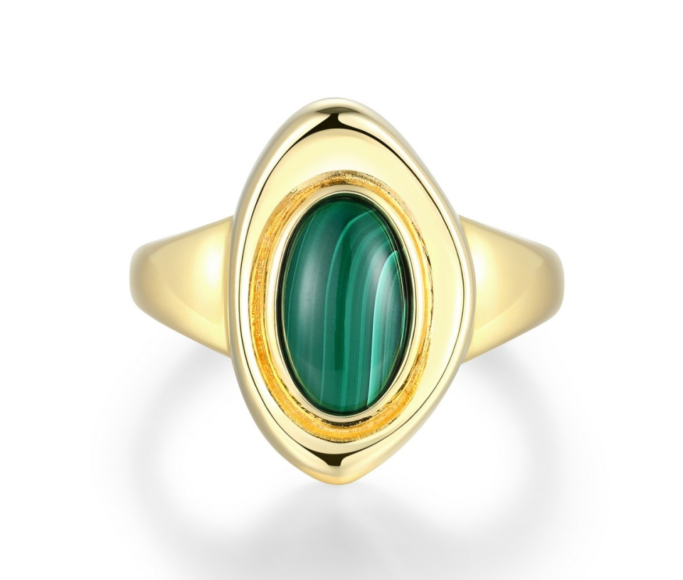 BAGUE ELLE AVEC MALACHITE