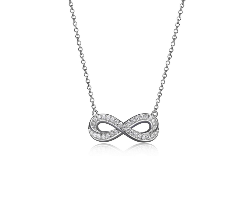 COLLIER AVEC SIGNE DE L'INFINI EN ARGENT RHODIÉ SERTI DE CUBIQUES ZIRCONIAS - PJ R0LBFP0044 - ELLE