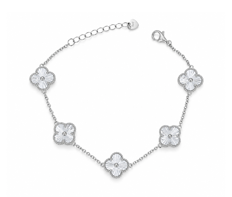 BRACELET TRÈFLES EN ARGENT RHODIÉ