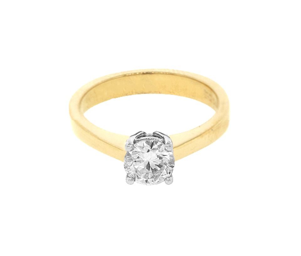 BAGUE EN OR 14K 2 TONS SERTIE D'UN CUBIQUE ZIRCONIA - SJ MK2492L756 - FAIT AU CANADA