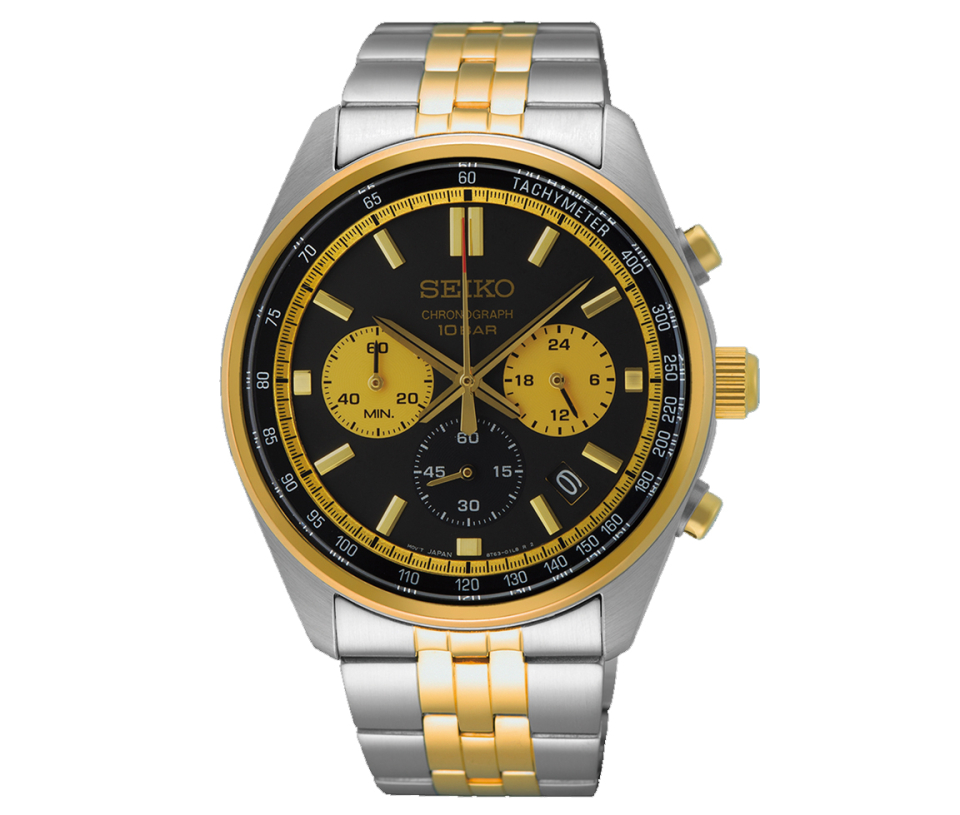 MONTRE SEIKO EN ACIER/PVD OR 2 TONS AU QUARTZ CHRONOGRAPHE - OD SSB430 - SEIKO
