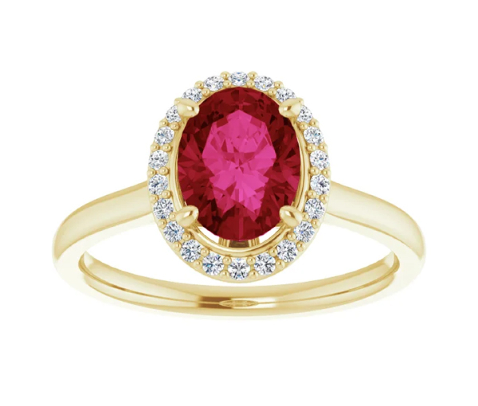 BAGUE EN OR 14K JAUNE SERTIE DE RUBIS ET DE DIAMANTS - ST 123173YRU - BIJOUX IMPORTATION