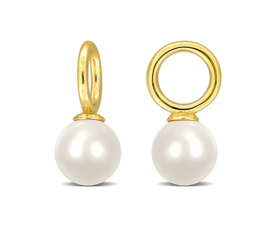 ENJOLIVEURS POUR BOUCLES EN OR JAUNE SERTIS DE PERLES DE CULTURE - DM FC2HJW - PERLE D'IMPORTATION