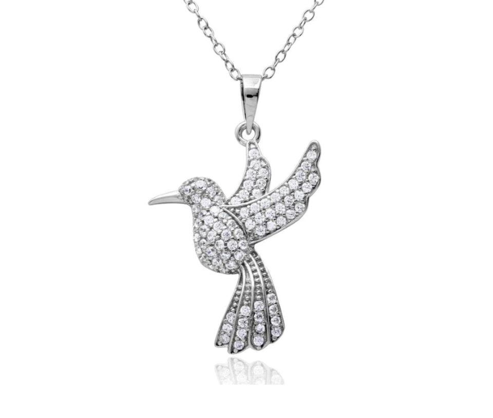PENDENTIF OISEAU MOUCHE EN ARGENT RHODIÉ SERTI DE CUBIQUES ZIRCONIAS - SP BGP01155 - BIJOUX D'IMPORTATION
