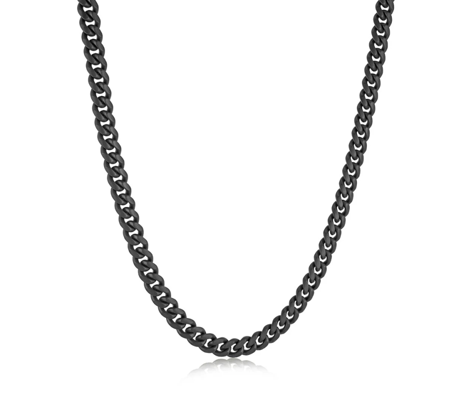 CHAINE EN ACIER/PVD NOIR MAT À MAILLE GOURMETTE AVEC FERMOIR SERTI DE CUBIQUES ZIRCONIAS NOIRS - IG SBN52/22 - ITALGEM