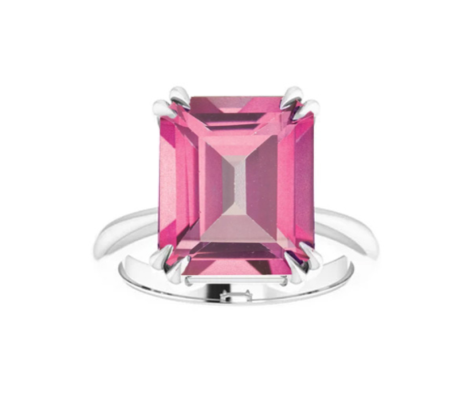 BAGUE EN ARGENT SERTIE D'UNE TOURMALINE ROSE SYNTHÉTIQUE - ST 72341SPT - BIJOUX IMPORTATION