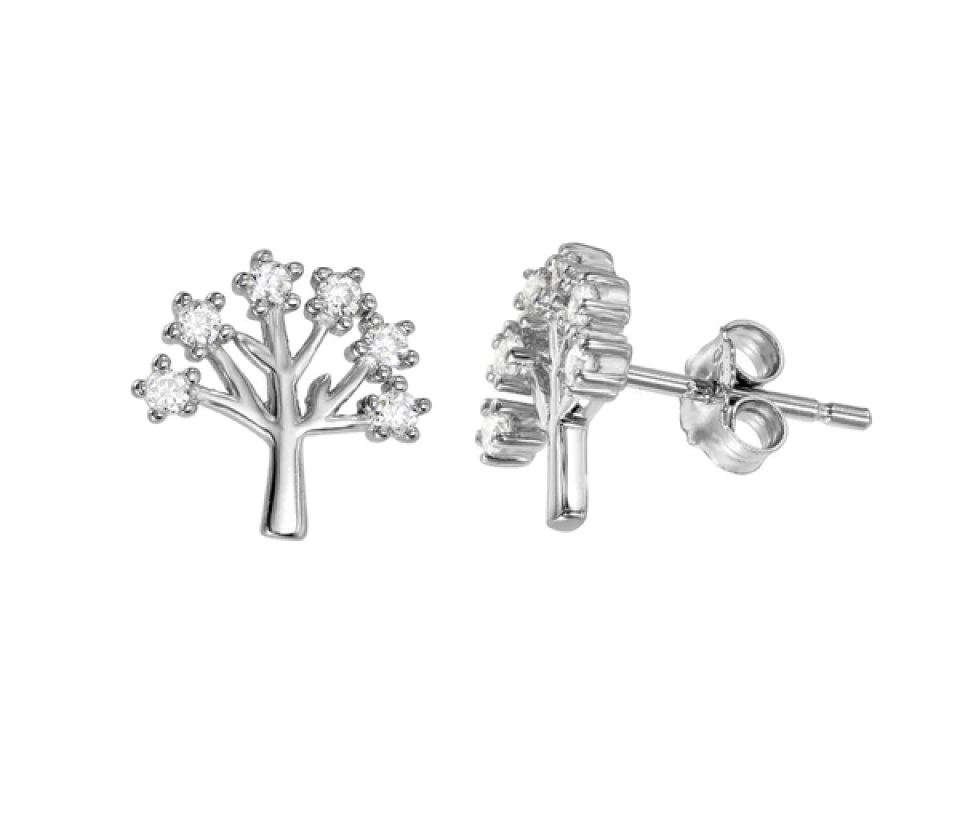 BOUCLES ARBRE DE VIE EN ARGENT RHODIÉ 