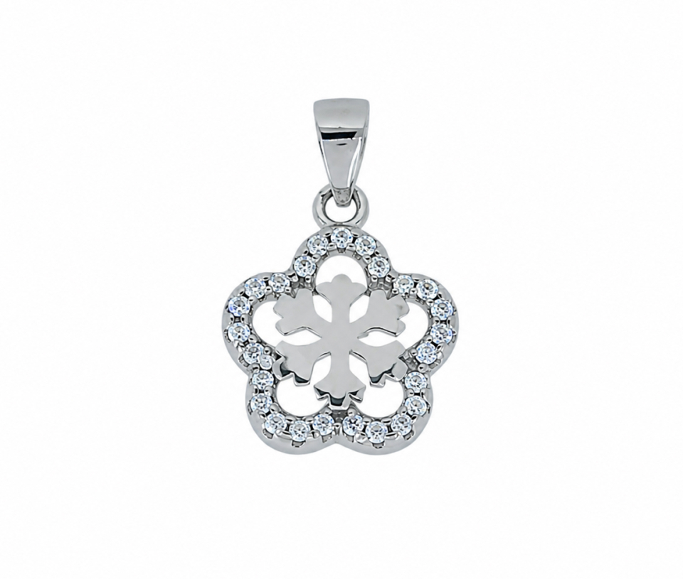 PENDENTIF FLEUR/FLOCON AVEC CZ