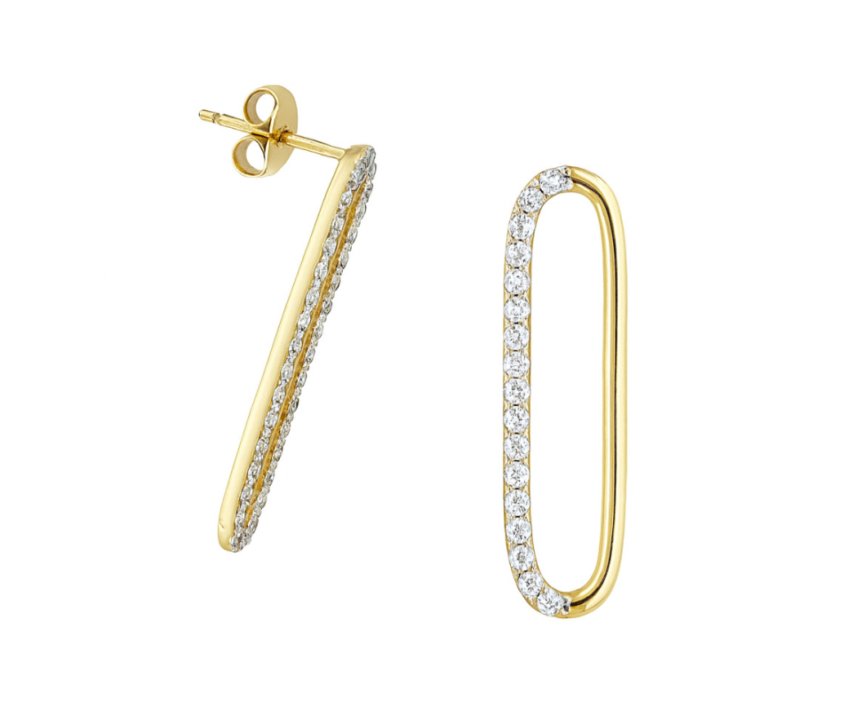 BOUCLES PAPERCLIP EN OR JAUNE SERTIES DE CUBIQUES ZIRCONIAS - S BOU21 - BIJOUX D'IMPORTATION