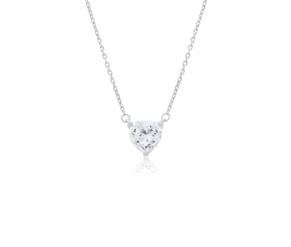PENDENTIF EN ARGENT RHODIÉ SERTI D'UNE MOISSANITE À TAILLE COEUR - SP MPAN0006 - BIJOUX D'IMPORTATION