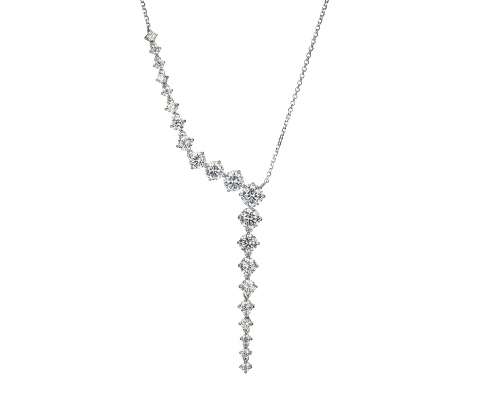 COLLIER EN ARGENT RHODIÉ CASCADE DE CUBIQUES ZIRCONIAS - PJ R0A95B0014 - REIGN