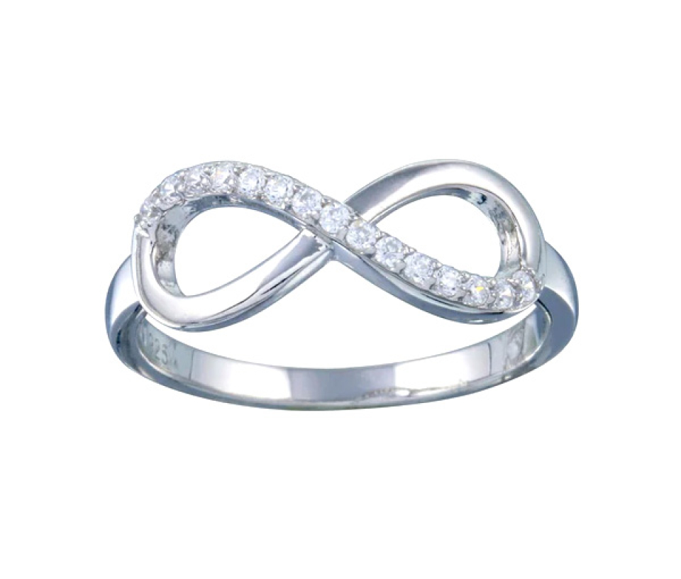 BAGUE INFINI EN ARGENT RHODIÉ SERTIE DE CUBIQUES ZIRCONIAS - SP STR01127/5 - BIJOUX D'IMPORTATION