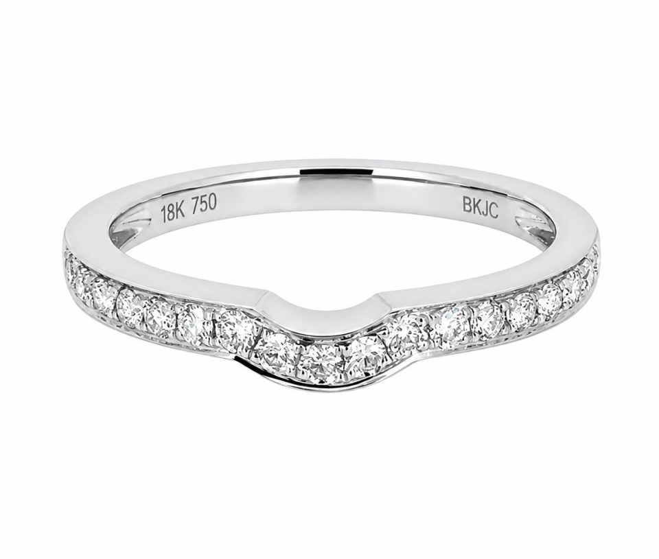 JONC CONTOUR EN OR BLANC AVEC DIAMANTS