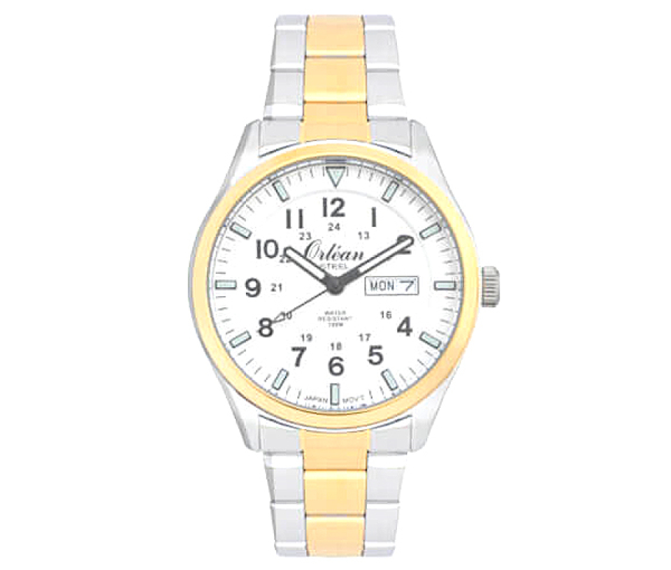 MONTRE ORLEAN POUR HOMME EN ACIER/PVD OR 2TONS - BA ME3455 - ORLEAN