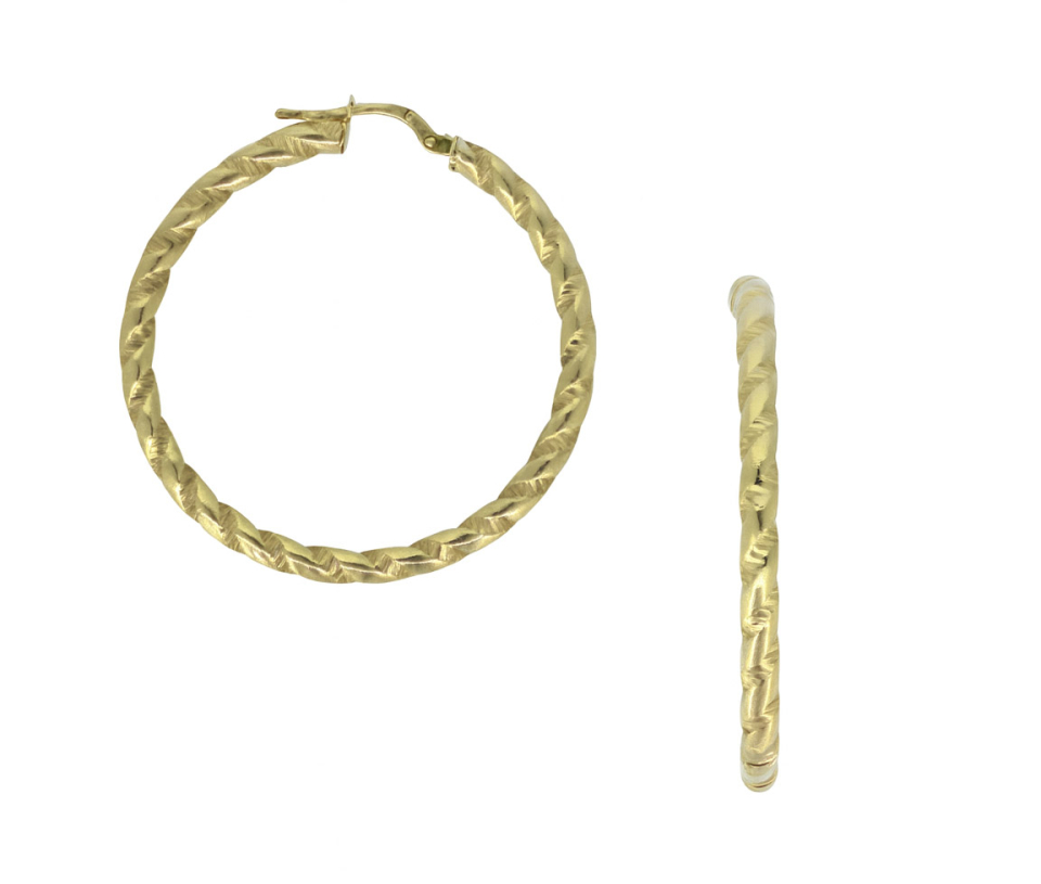BOUCLES ANNEAUX EN OR JAUNE TWISTÉES - S ORUL3/40Y - BIJOUX D'IMPORTATION
