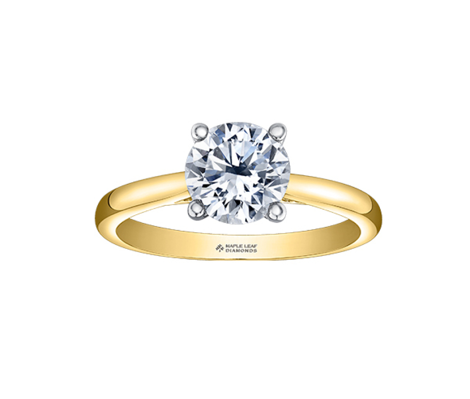 JOLIE BAGUE EN OR 2 TONS SERTIE D'UN DIAMANT CANADIEN ET DE DIAMANTS - CR ML806Y35Q - BIJOUX CANADIEN