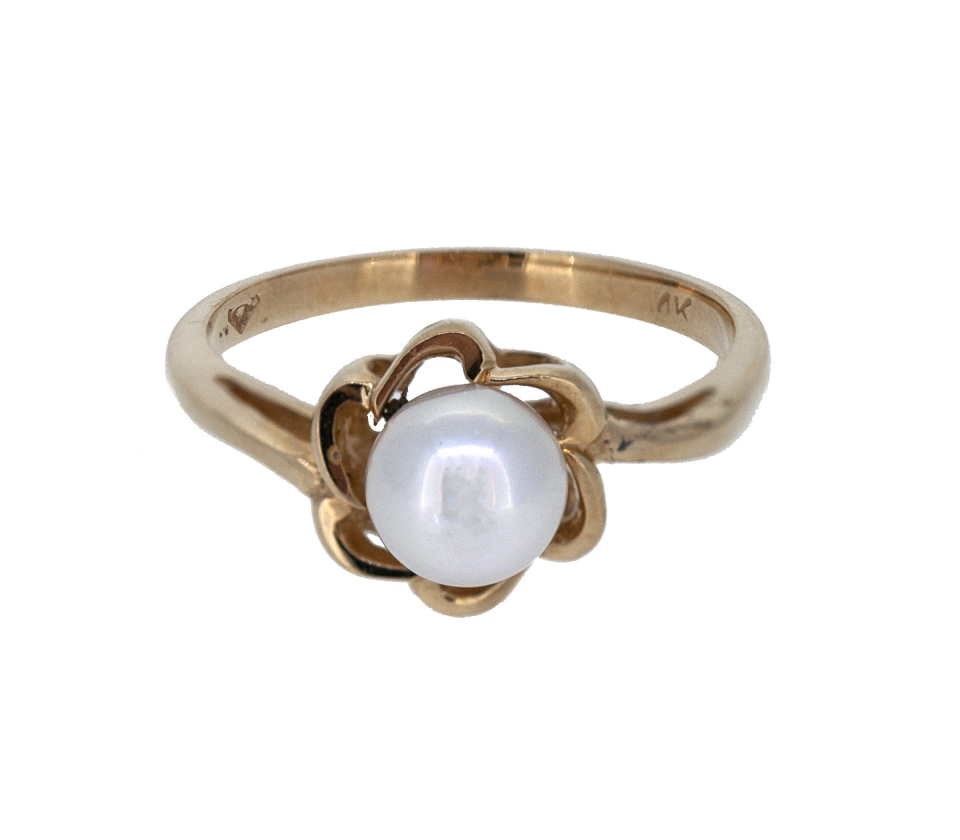 BAGUE EN OR 14K SERTIE D'UNE PERLE AKOYA - CG RC4176 - PERLE D'IMPORTATION