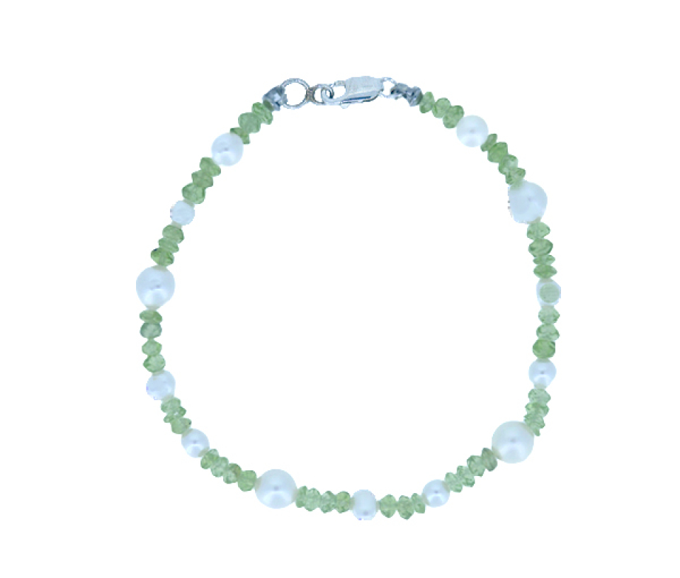 BRACELET PERLES ET BILLES DE PÉRIDOT VÉRITABLE - SJ BRA25 - BIJOUTERIE SUISSE INC.
