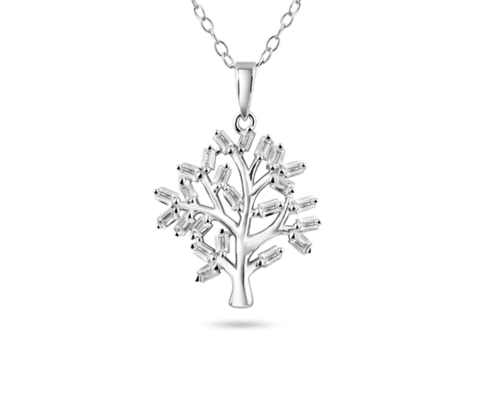 PENDENTIF ARBRE DE VIE EN ARGENT RHODIÉ SERTI DE CUBIQUES ZIRCONIAS