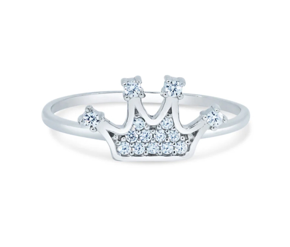 BAGUE COURONNE EN ARGENT RHODIÉ SERTIE DE CUBIQUES ZIRCONIAS - SP GMR00373/5 - BIJOUX D'IMPORTATION