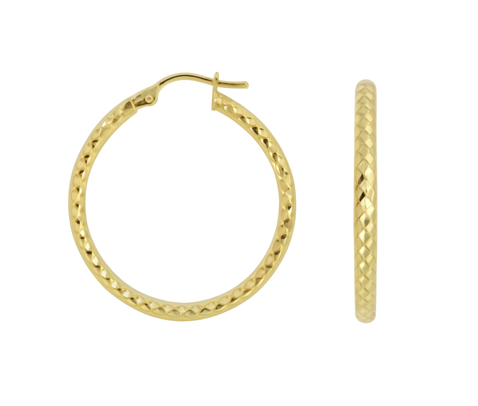 ANNEAUX EN OR JAUNE TAILLÉES DIAMANT - S BOU35 - BIJOUX D'IMPORTATION