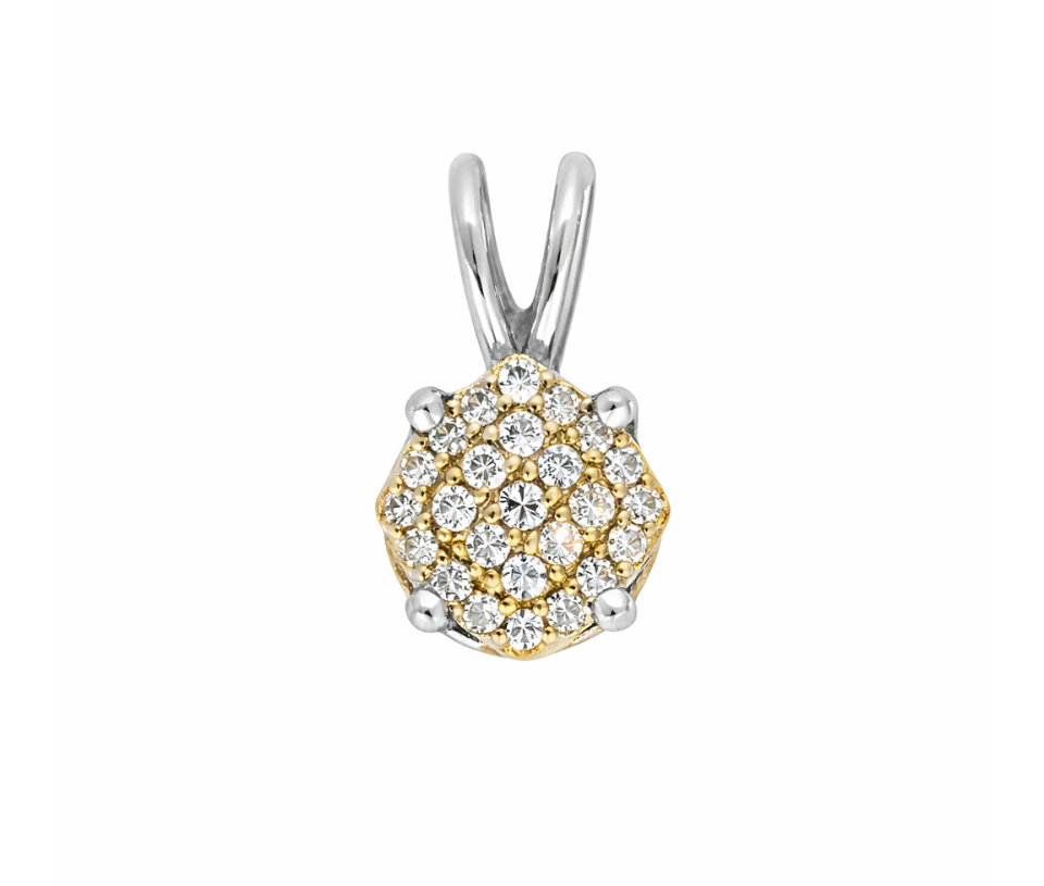 PENDENTIF ILLUSION EN OR BLANC ET JAUNE SERTI DE DIAMANTS - SJ PENDI03 - BIJOUTERIE SUISSE INC.