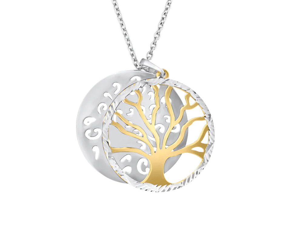 PENDENTIF DOUBLE ARBRE DE VIE EN ARGENT RHODIÉ/PVD OR - SP SOP00064 - BIJOUX D'IMPORTATION