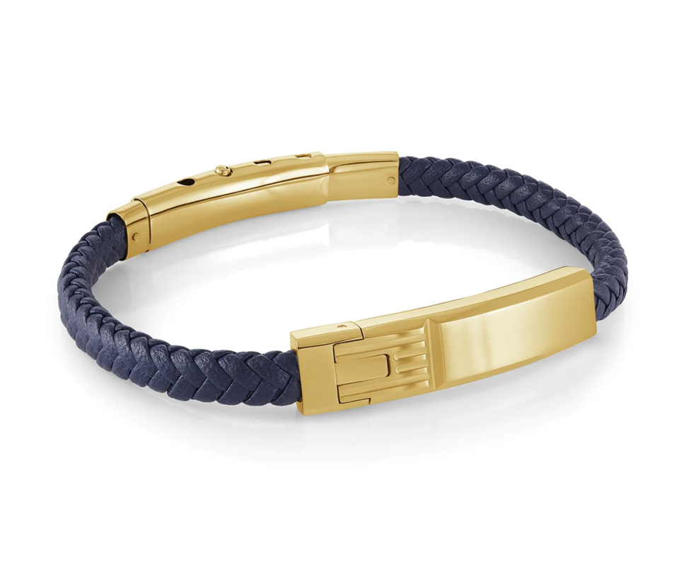 BRACELET EN CUIR TRESSÉ ET ACIER/PVD OR - IG SLB600 - ITALGEM