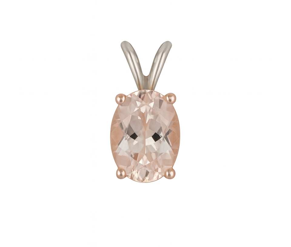 PENDENTIF EN OR ROSE ET BLANC SERTI D'UNE MORGANITE - BH ICG1726P - BEVERLY HILLS