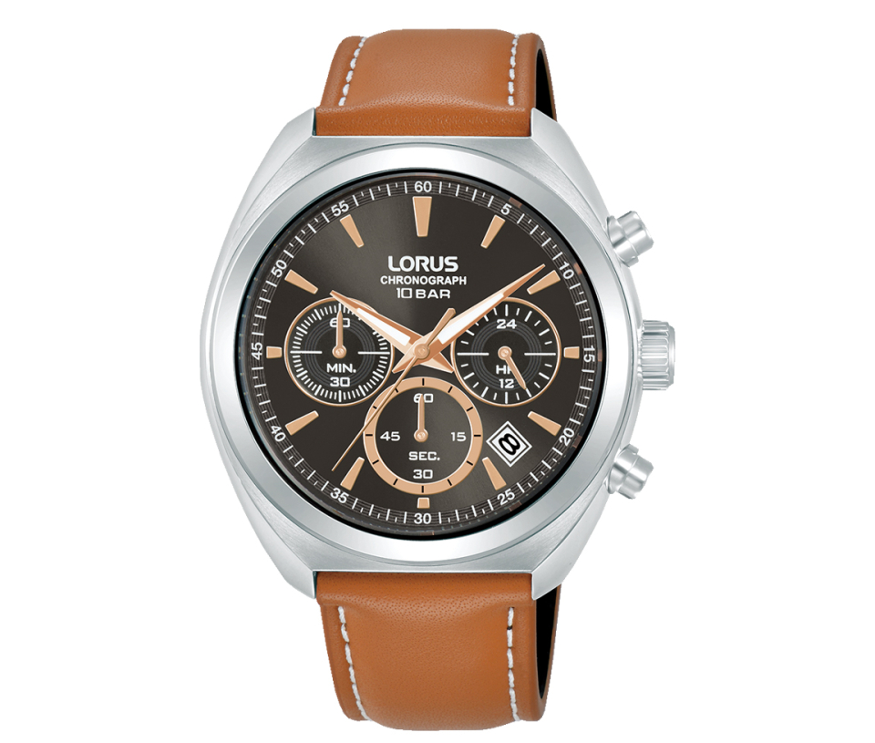MONTRE LORUS CHRONOGRAPHE EN ACIER AVEC BRACELET DE CUIR TAN - OD RT387KX9 - LORUS