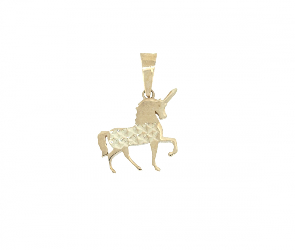 PENDENTIF LICORNE EN OR JAUNE TAILLÉE DIAMAANT - MB PEN233 - BIJOUX D'IMPORTATION