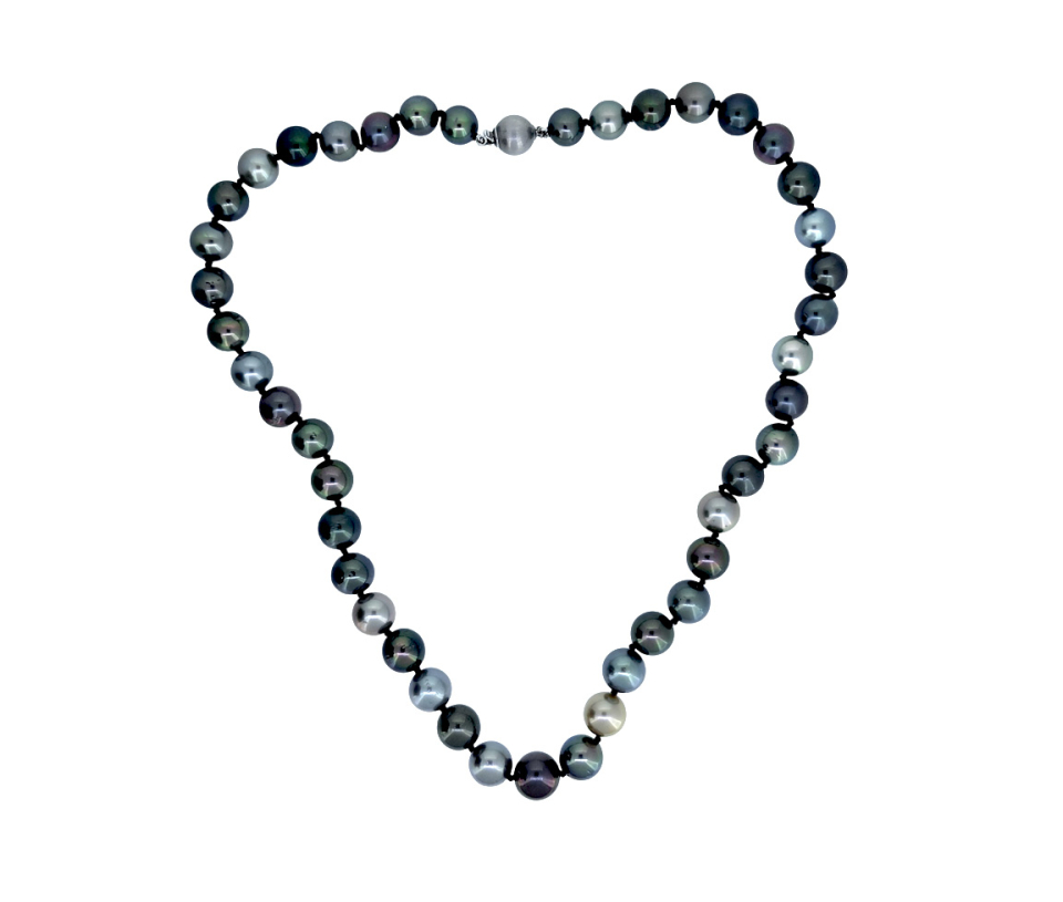 COLLIER DE PERLES DE TAHITI AVEC FERMOIR EN OR BLANC - CG NT76979M18 - PERLE D'IMPORTATION