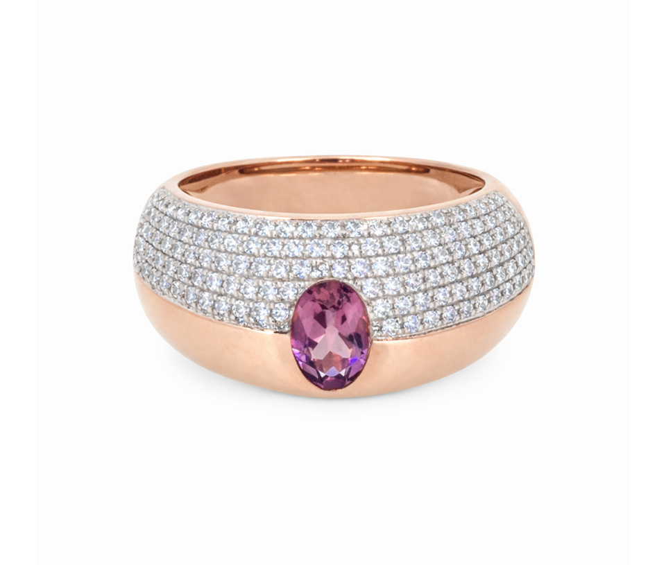 BAGUE EN OR AVEC UN SAPHIR ROSE ET DIAMANTS