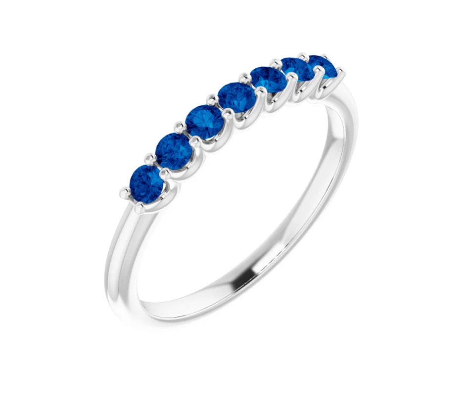 JONC SEMI-ÉTERNITÉ EN OR 14K BLANC SERTI DE SAPHIRS - ST 123658WSA - BIJOUX IMPORTATION