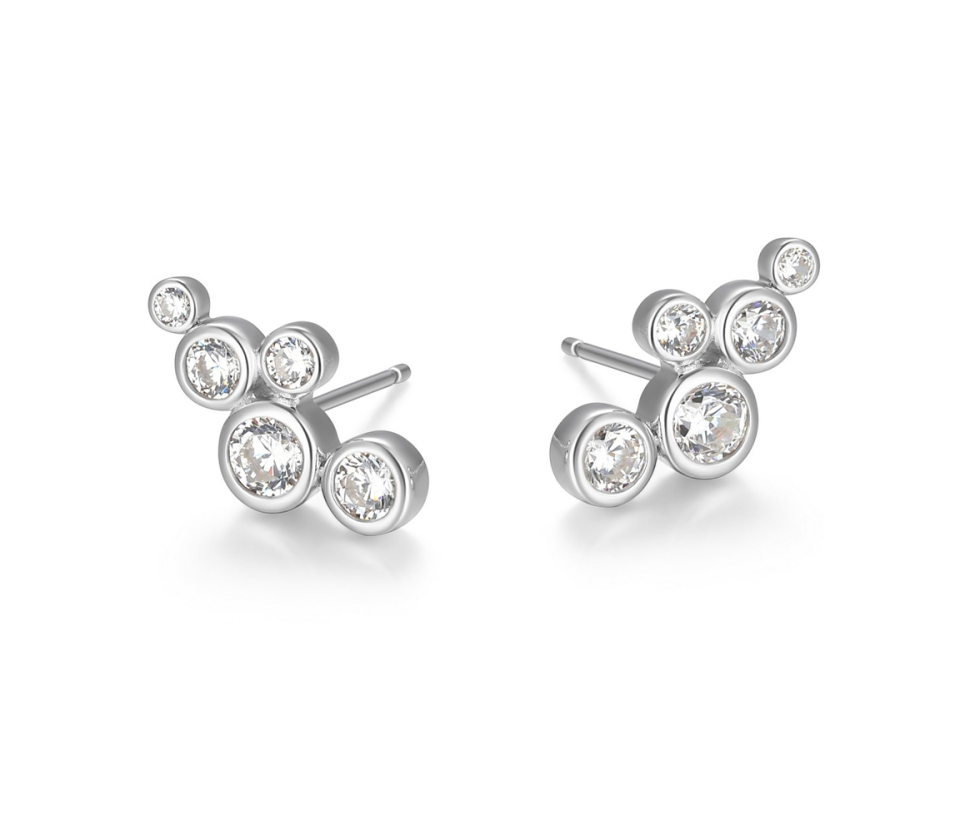 BOUCLES FIXES BULLES EN ARGENT RHODIÉ SERTIES DE CUBIQUES ZIRCONIAS - PJ R2AUTM00ZZ - REIGN