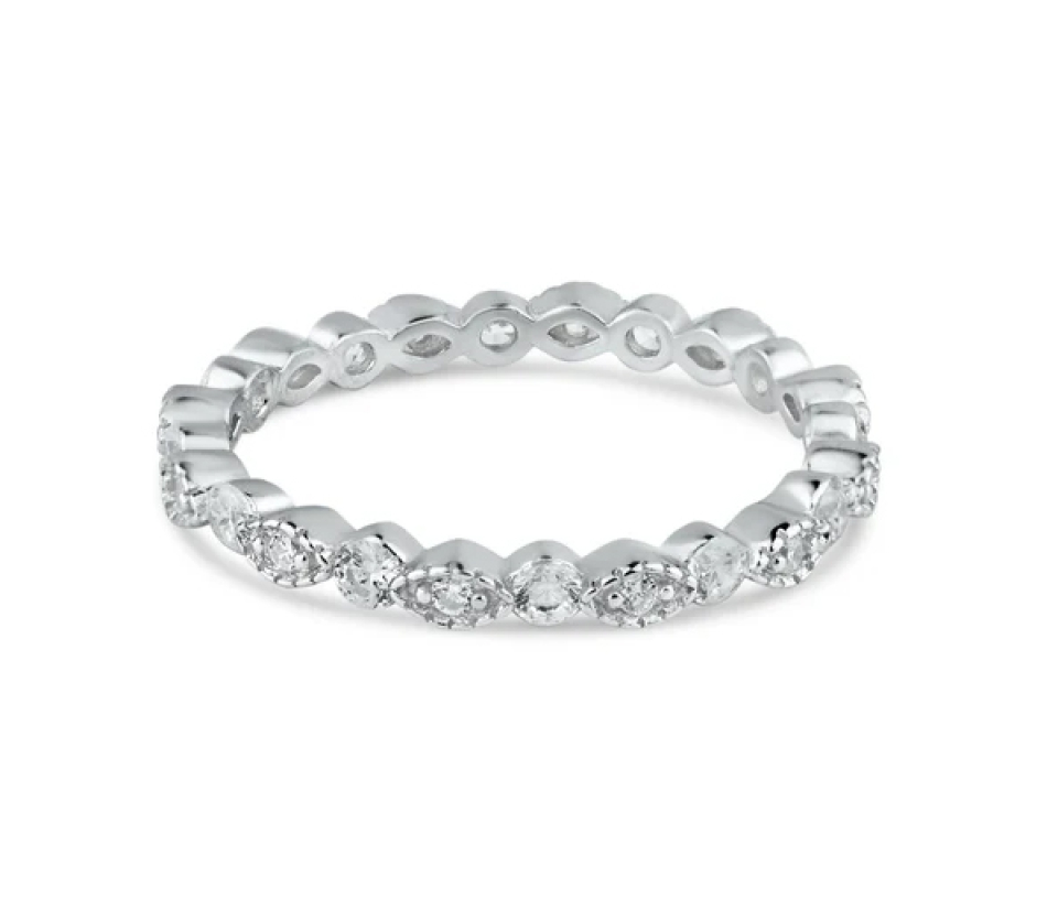 JONC ÉTERNITÉ EN ARGENT RHODIÉ SERTI DE CUBIQUES ZIRCONIAS - SP BGR01185/5 - BIJOUX D'IMPORTATION