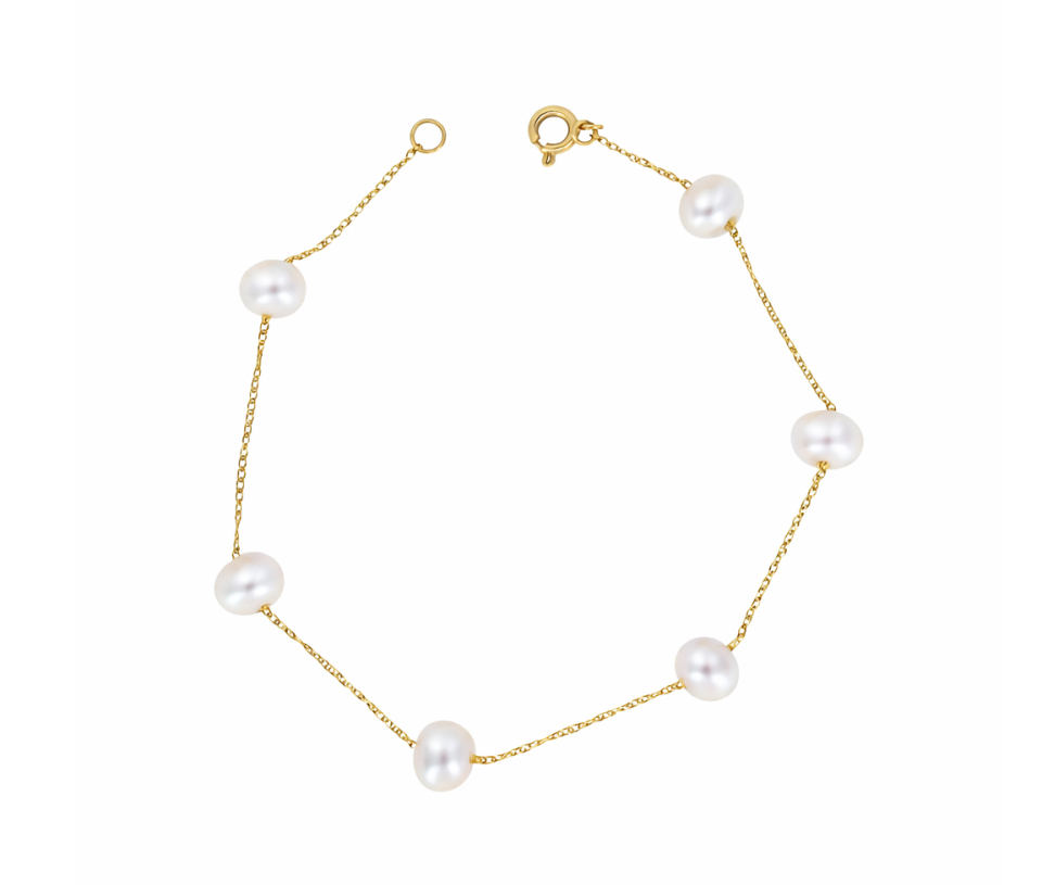 BRACELET EN OR JAUNE À MAILLE SINGAPOUR SERTI DE PERLES D'EAU DOUCE - DM BNWK1300Y - PERLE D'IMPORTATION