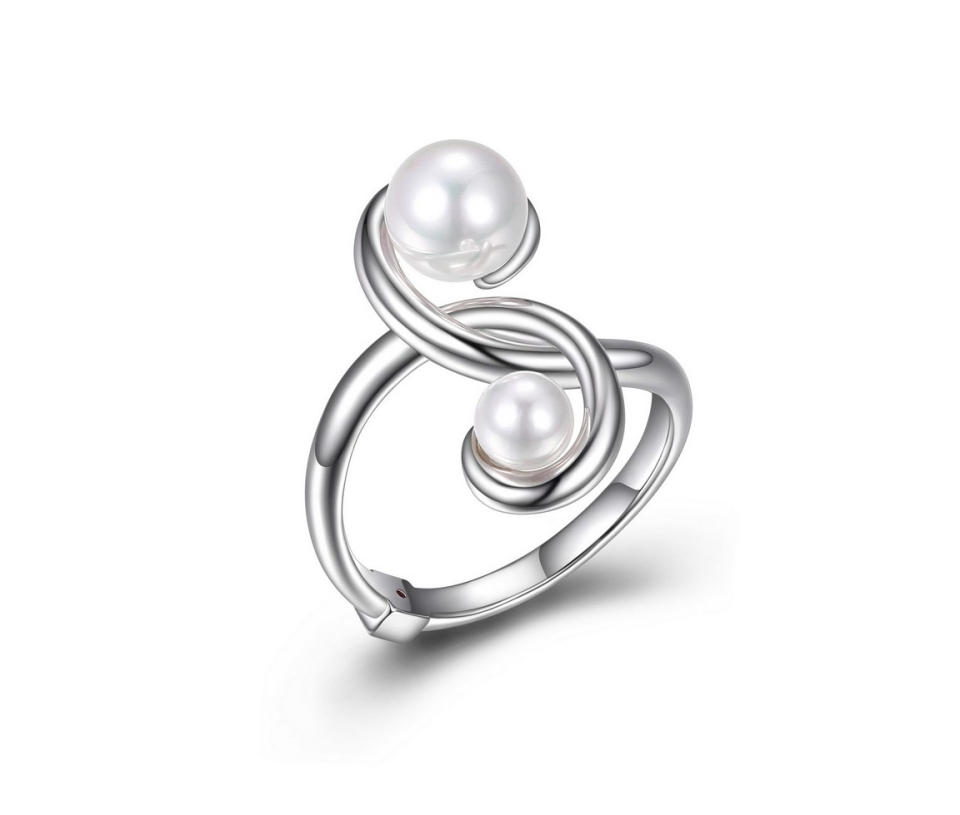 BAGUE AVEC 2 PERLES SYNTHÉTIQUES