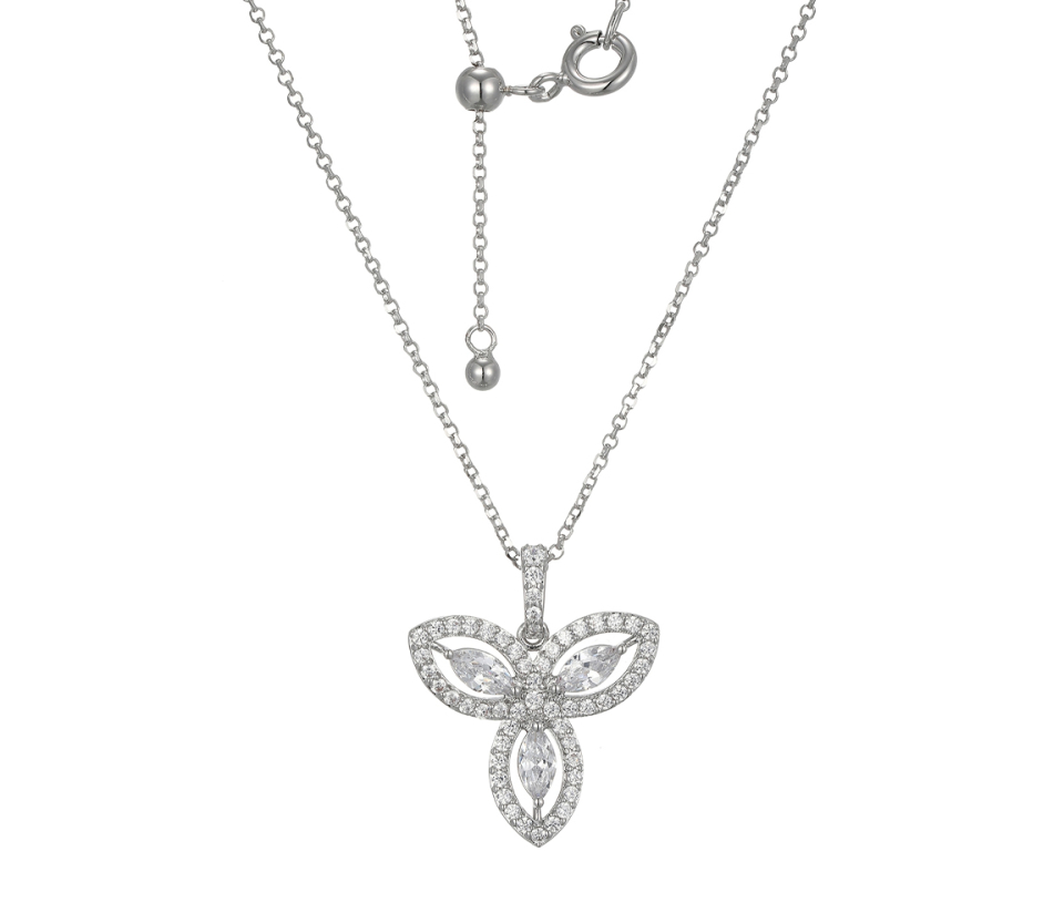 PENDENTIF FLEUR EN ARGENT RHODIÉ SERTI DE CUBIQUES ZIRCONIAS - PJ R3AXMQ00ZZ - REIGN