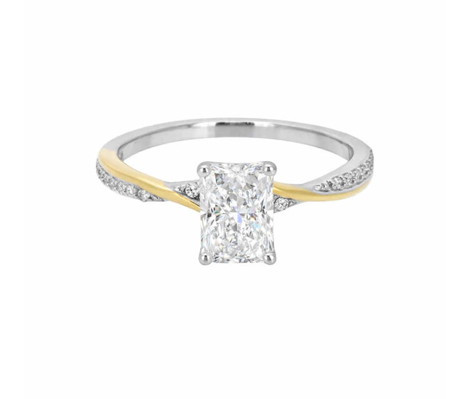 BAGUE EN OR BLANC ET JAUNE SERTIE DE DIAMANTS DE LABORATOIRE - CR 31608WY110 - BIJOUX CANADIEN