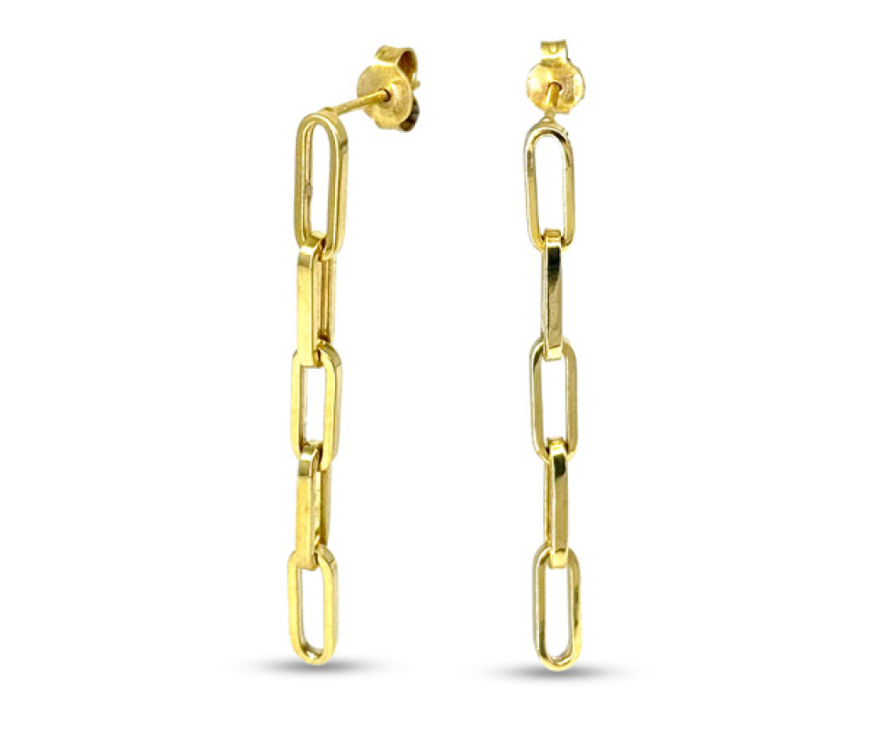 BOUCLES CHAINE PAPERCLIP EN OR JAUNE - SY 1014H - BIJOUX D'IMPORTATION