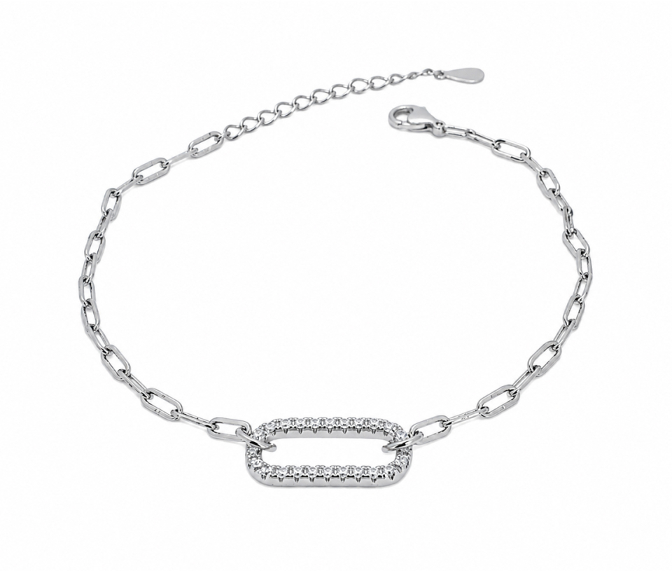 BRACELET À MAILLE PAPERCLIP AVEC BAR AJOURÉE