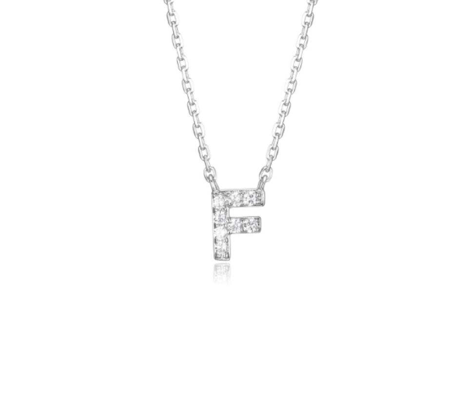 PENDENTIF LETTRE F SUR CHAINE EN EN ARGENT SERTI DE CUBIQUES ZIRCONIAS - PJ R0A95G0018 - REIGN