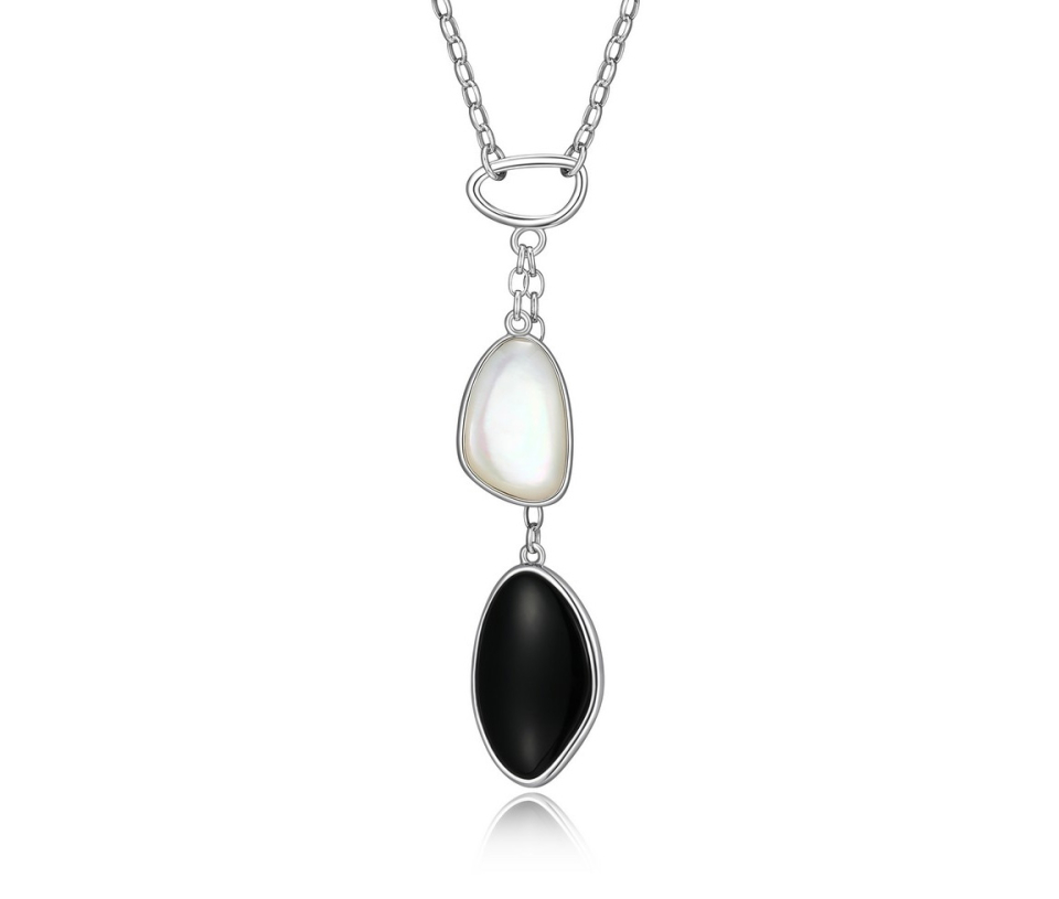 COLLIER AVEC NACRE BLANCHE ET AGATE NOIRE