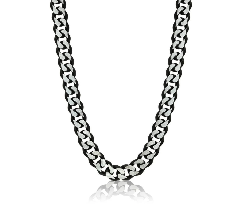 CHAINE EN ACIER/PVD NOIR 2 TONS À MAILLE CUBAINE