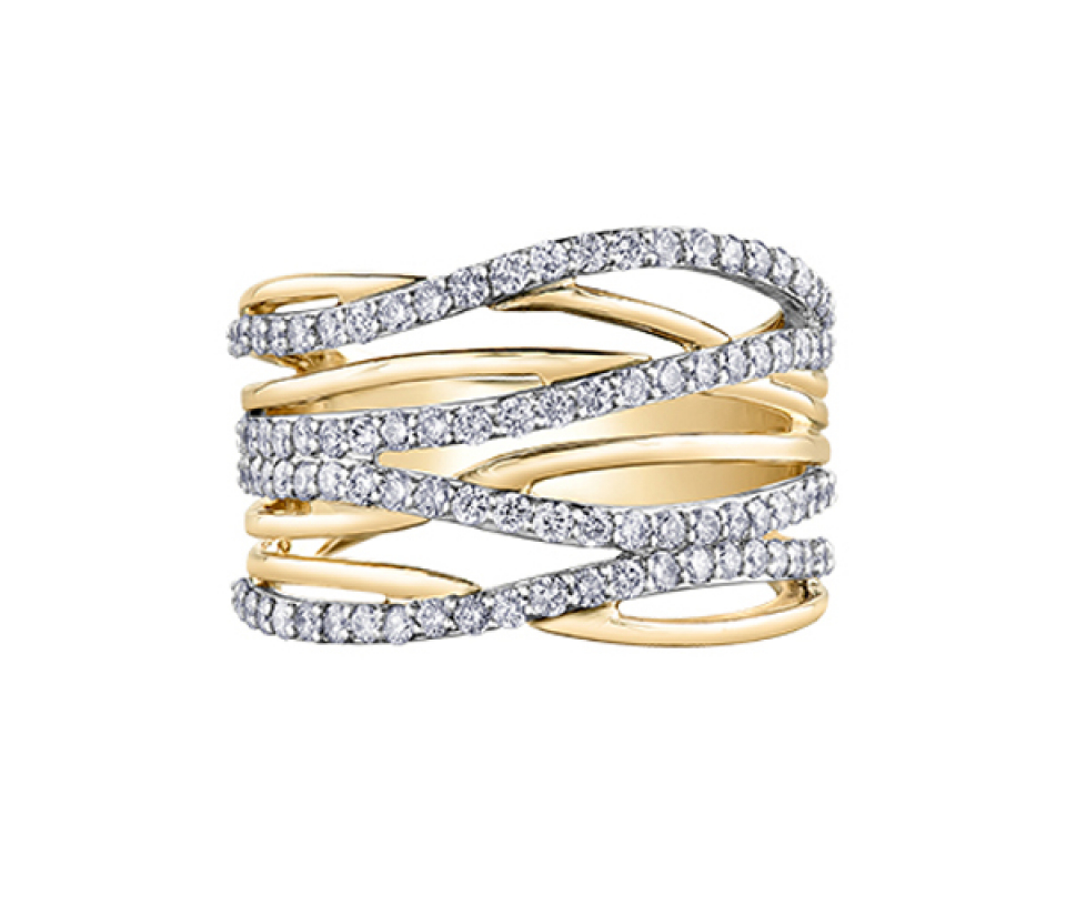 BAGUE EN OR 10K 2 TONS SERTIE D'UN CARAT DE DIAMANTS - CR DD7642 - BIJOUX CANADIEN