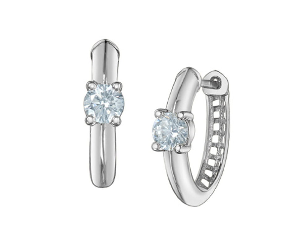 BOUCLES HUGGIES EN OR BLANC SERTIES DE DIAMANTS DE LABORATOIRE - CR 70046 - BIJOUX CANADIEN