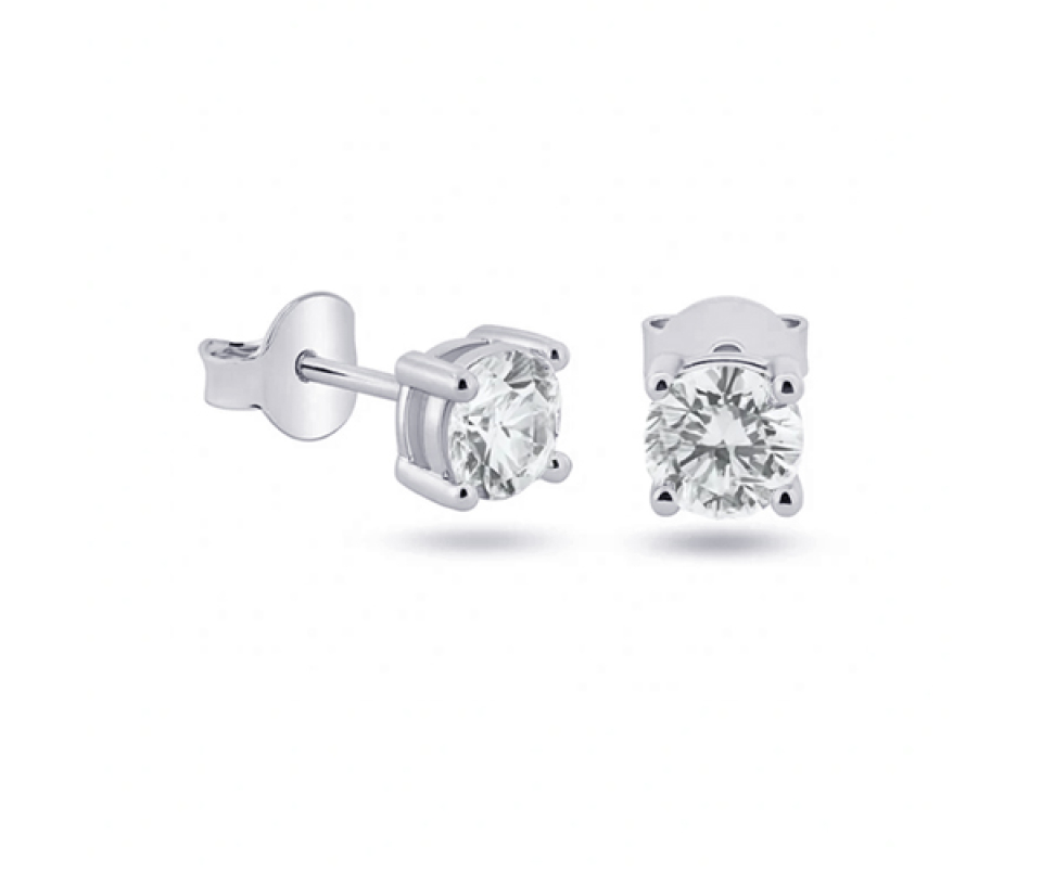 BOUCLES STUD EN OR JAUNE OU BLANC SERTIES DE MOISSANITES - SJ BOMOI3W - BIJOUTERIE SUISSE INC.
