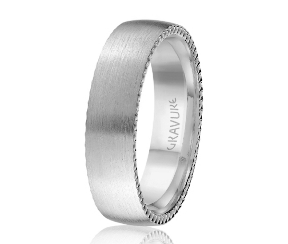 JONC EN OR OU EN PLATINE AVEC FINI SATINÉ ET FESTONS SUR LES CÔTÉS - ML GH1244W18 - MALO 